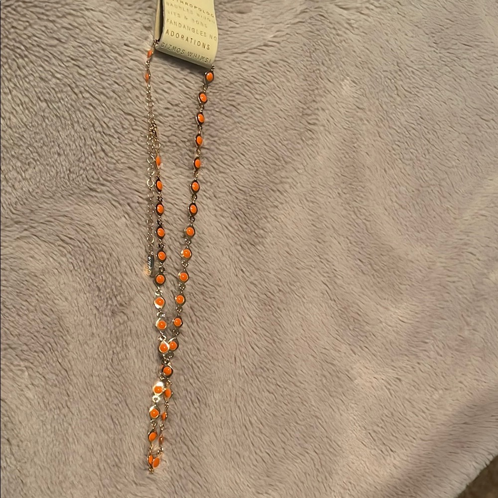 Anthropologie Orange Beaded Necklace Elegant Jewelry